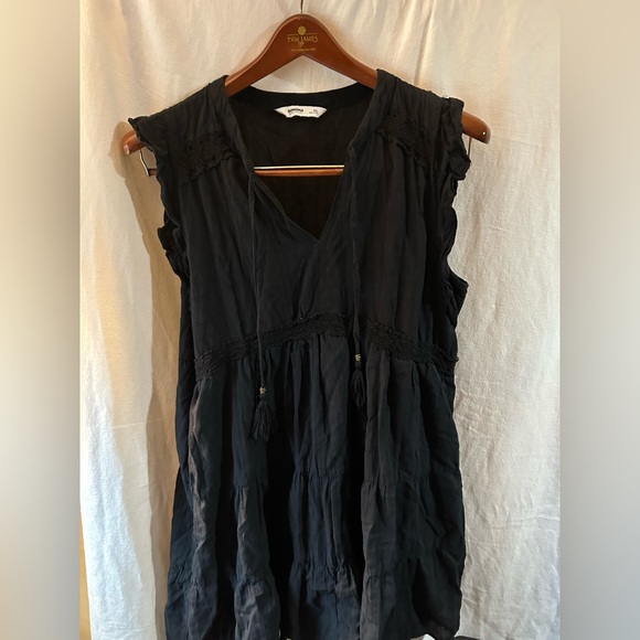 Sonoma Black Tiered Dress Gold Ties Pockets Goth Lolita women’s XXL - Picture 1 of 4